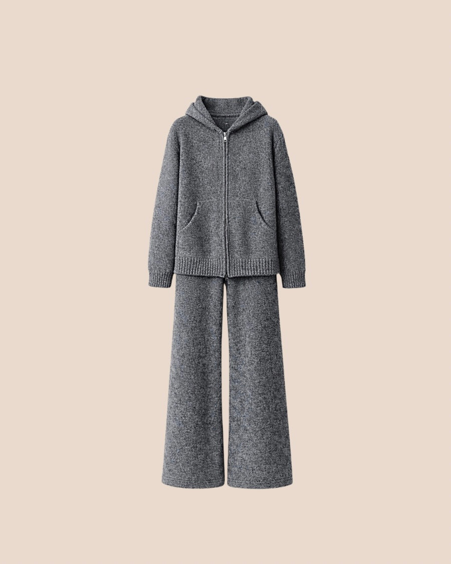 Hooded Knit Set — Charcoal