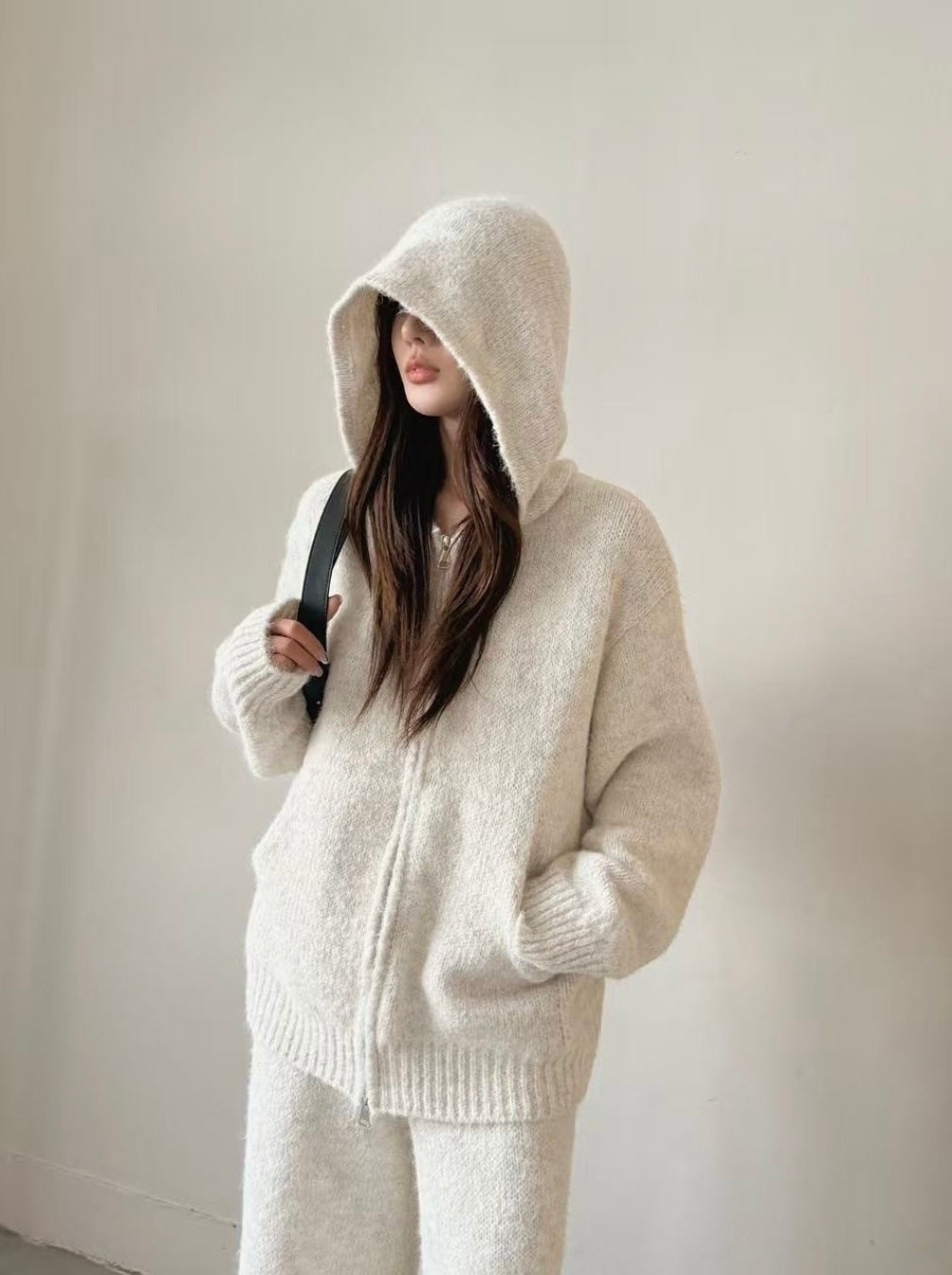 Hooded Knit Set — Ivory