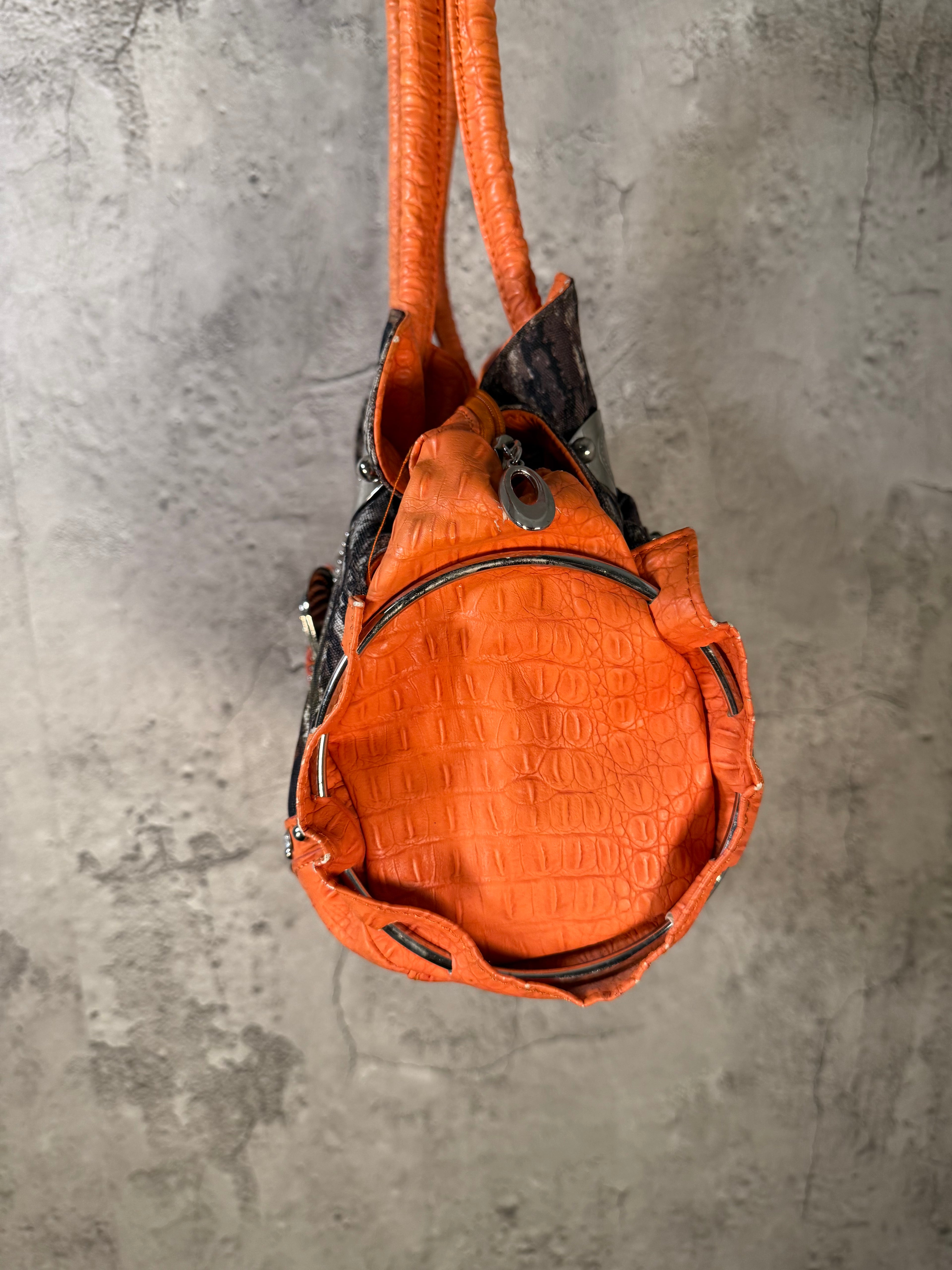 Orange and camo purse