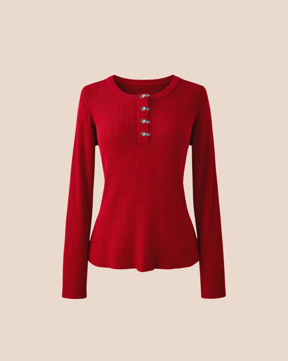 Red long-sleeve top