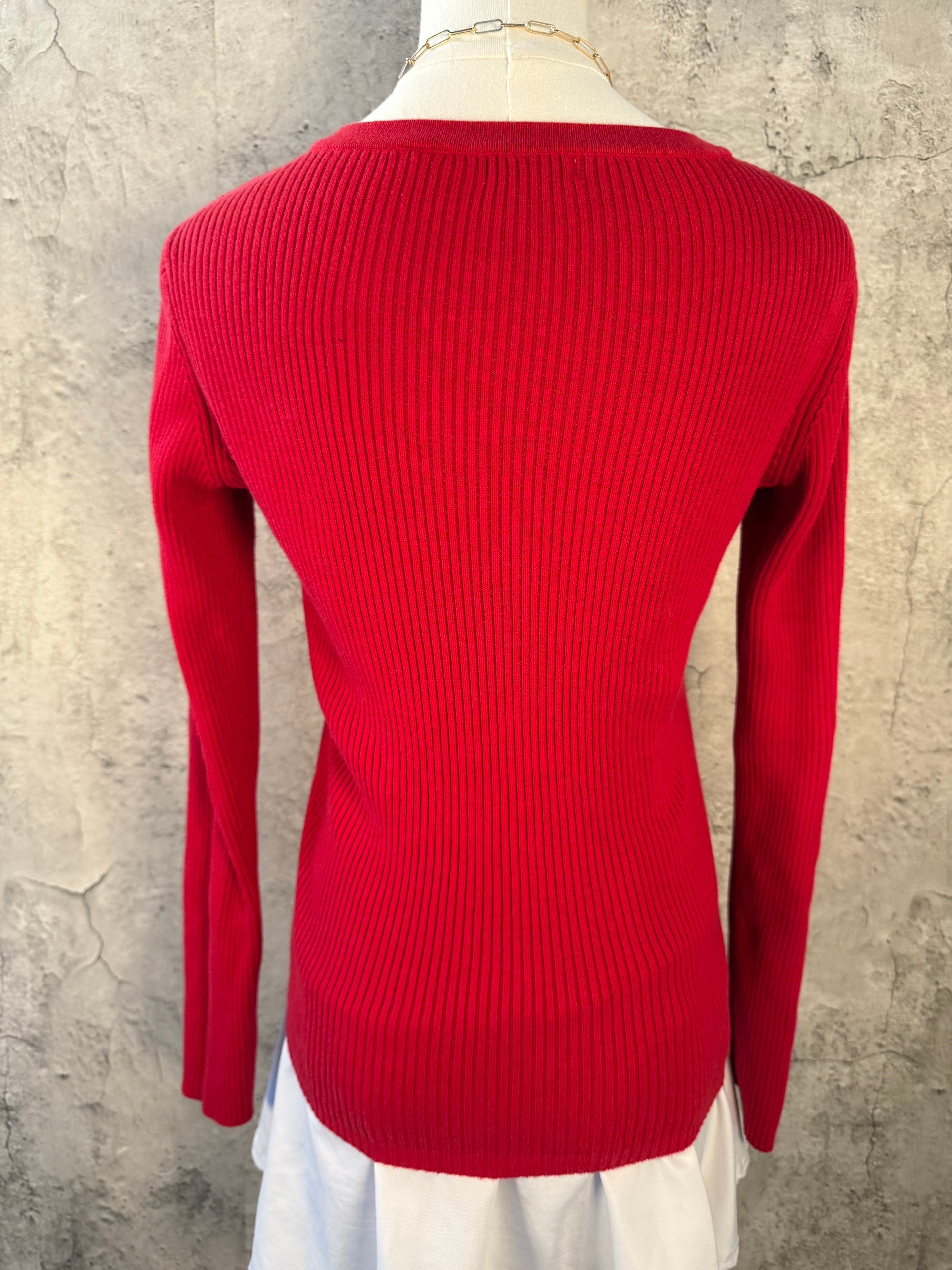 Red long-sleeve top
