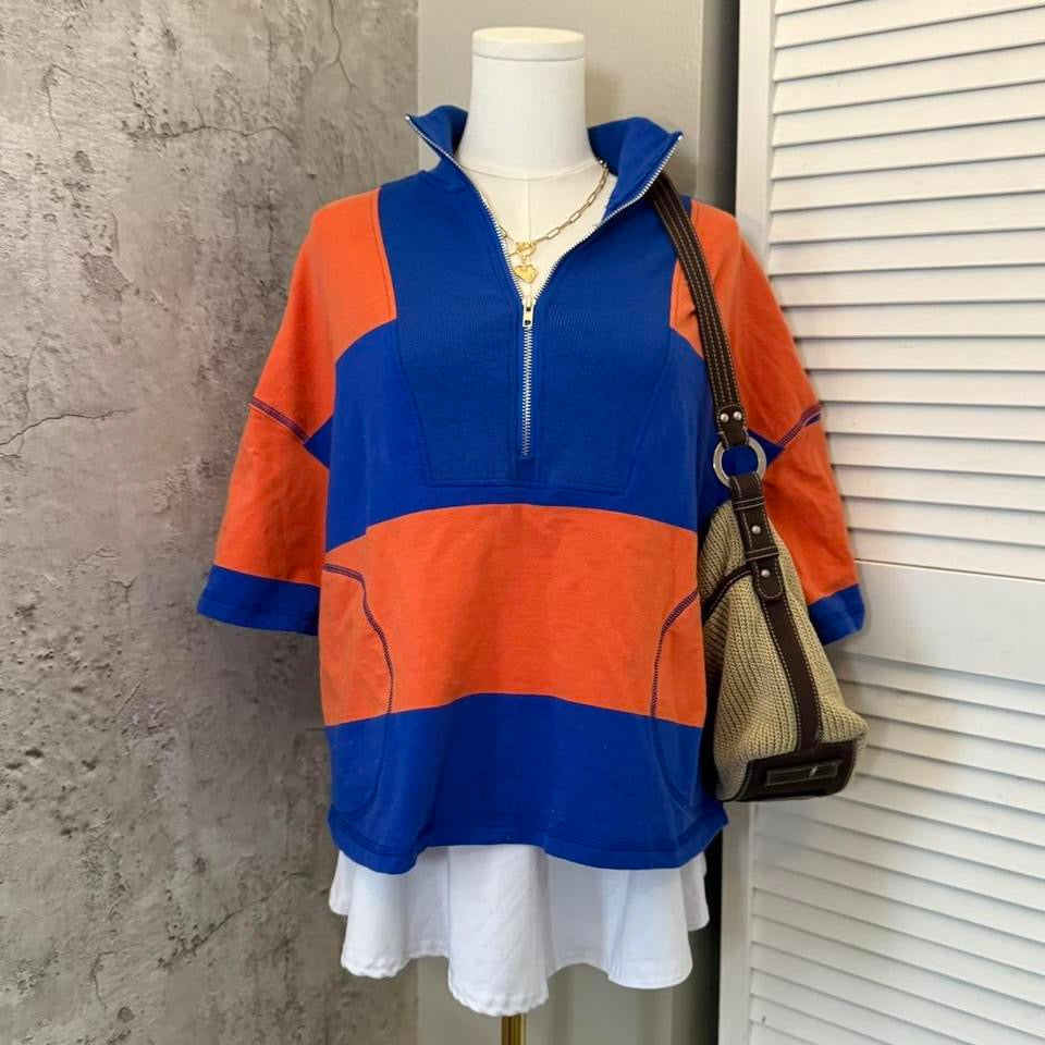 Zip up oversized shirt